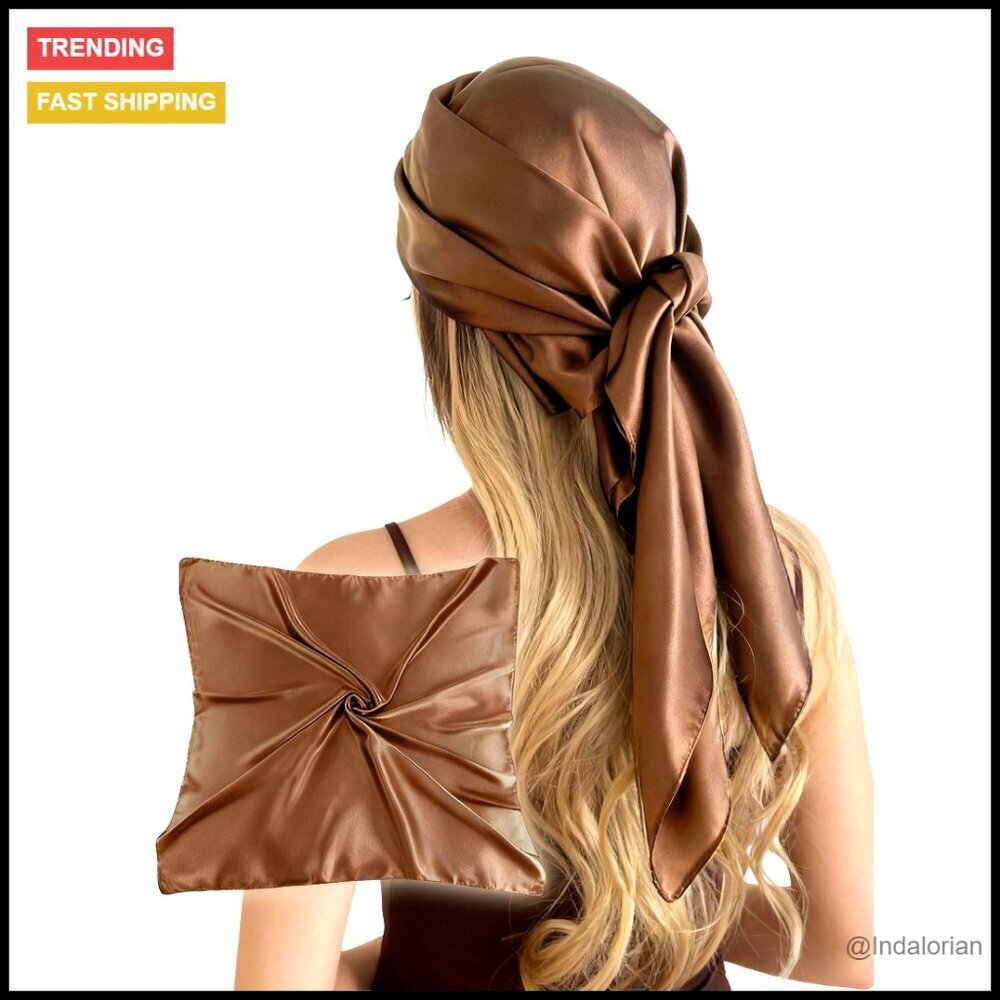 Large Satin Square Scarf Elegant Silk Feel Versatile Wrap Headscarf Bandana